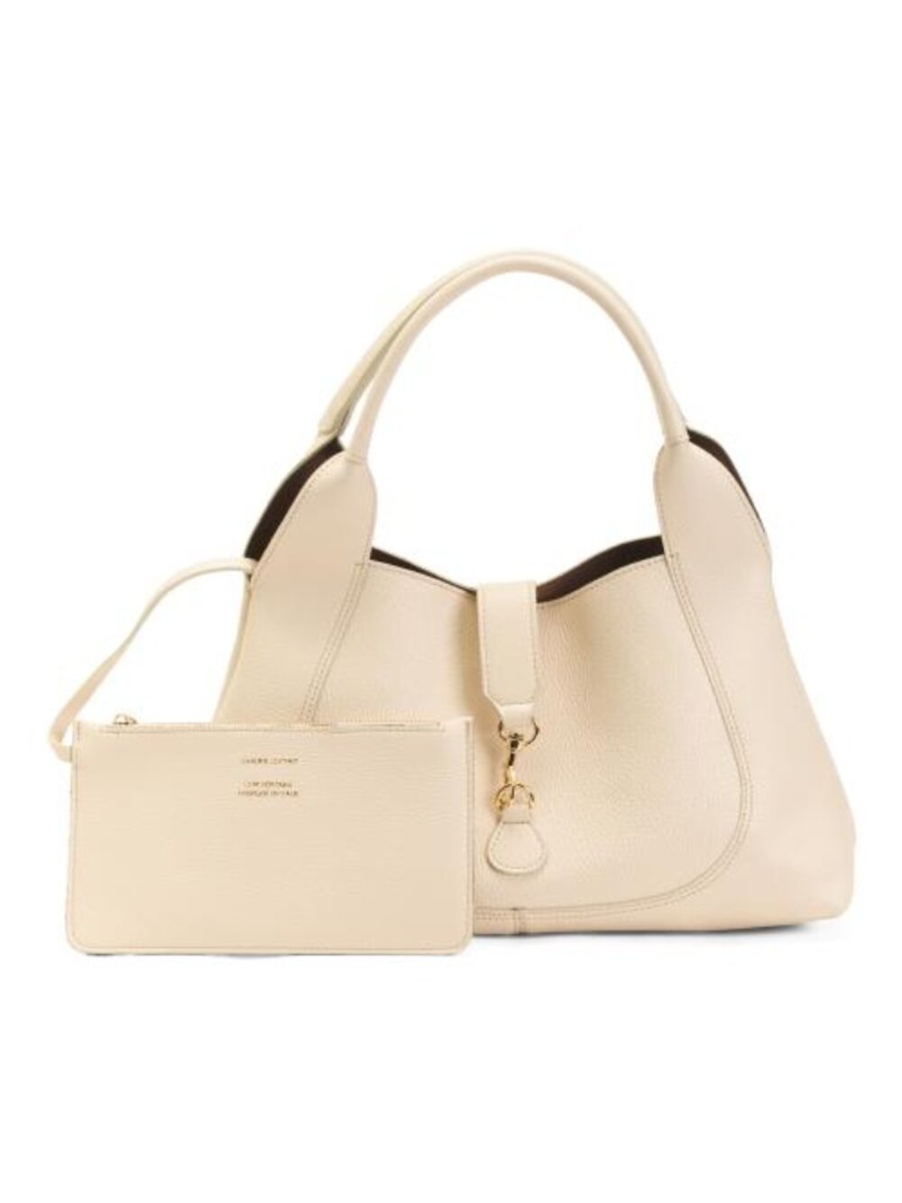 MARINA GALANTI Made In Italy Leather Shoulder Bag With Flap And Hook Lock Closur